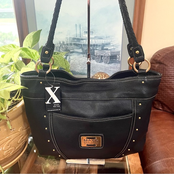 NWT MAXX New York Signature Spacious Genuine Leather Tote & Shoulder Bag - Picture 14 of 14